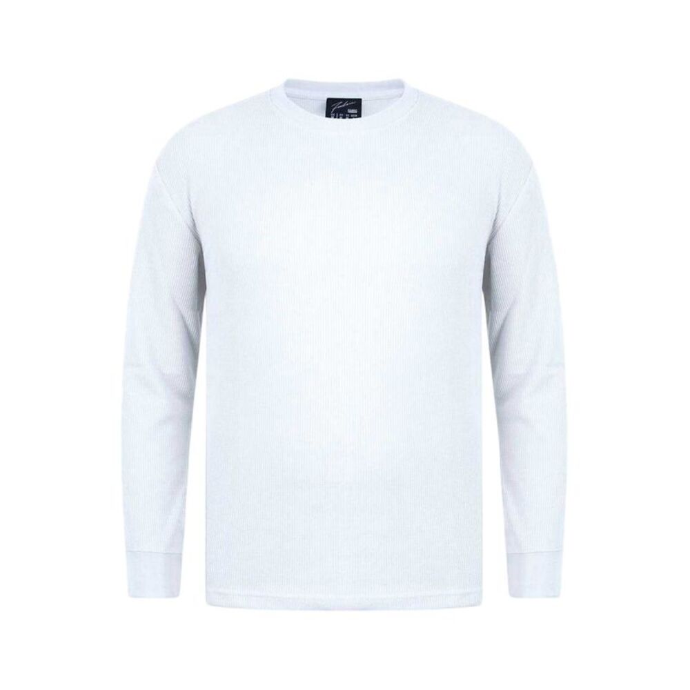 Fabric Mens Waffle Long-Sleeved T-Shirt / White